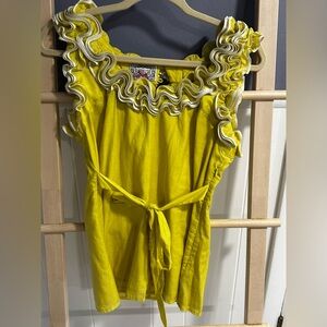 Anthropologie Yellow Ruffled Blouse